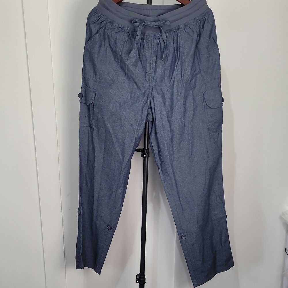 Woman Within Women's Denim Colored Drawstring Cargo Pants Size 12W